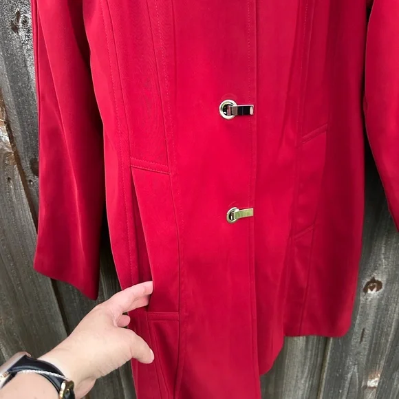 London Fog Women's Bold Red Trench Coat - Picture 4 of 10